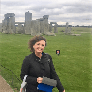 Author Barbara Lowell at Stonehenge